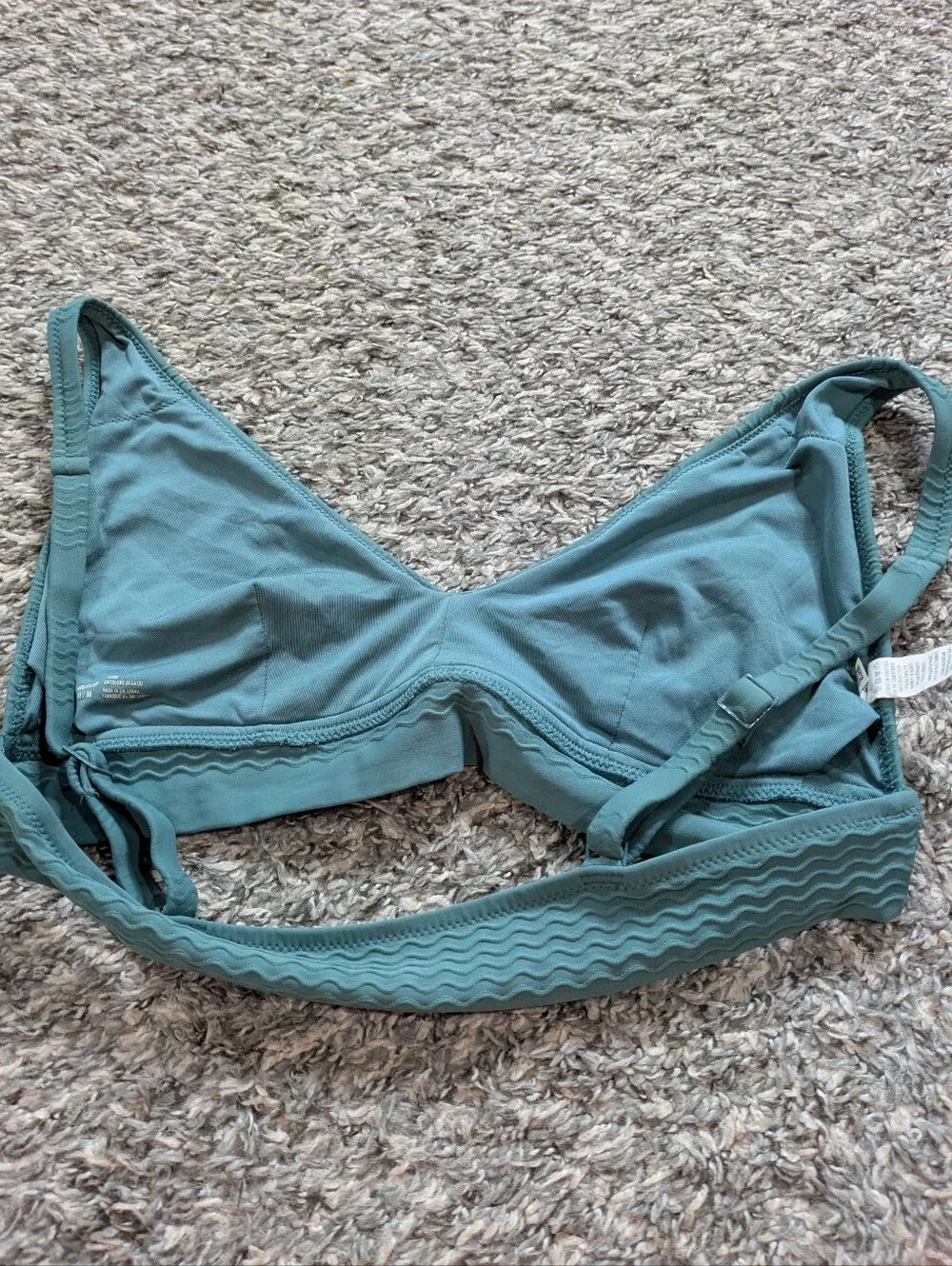Aerie Green Scoop Neck Wavy Ribbed Bikini Top M